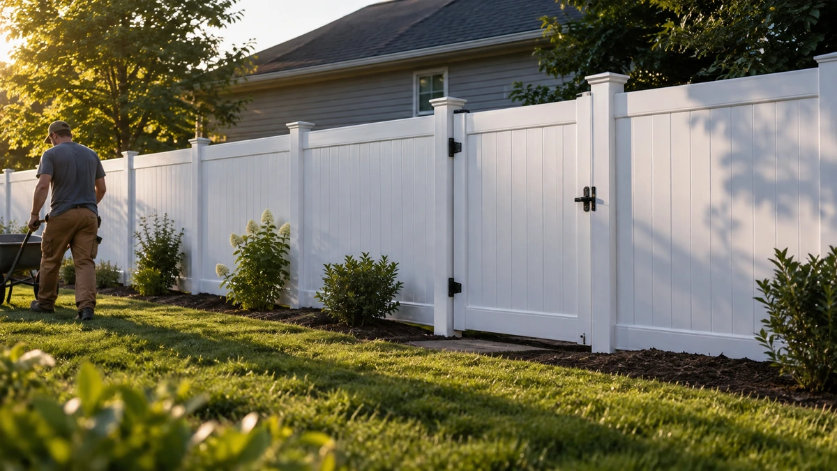 A new cedar privacy fence in Clarksville with a level top line and a square gate