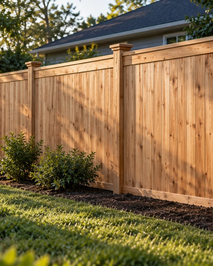 A three rail wooden ranch fence running along a property line